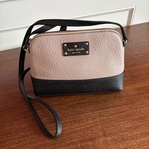 Kate Spade Crossbody Bag Purse| Pink & Black Pebbled Leather